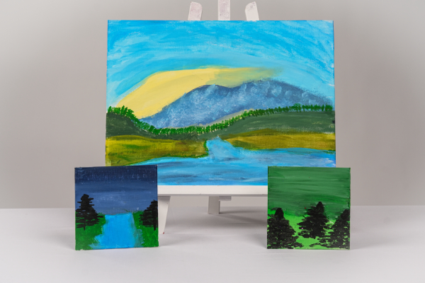 Three flowing designs paintings